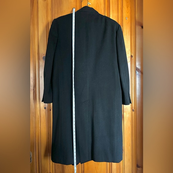Classic Long Black Wool Men's Overcoat 42R - Picture 4 of 5